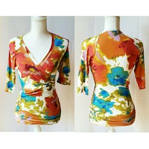 CAbi #309 Watercolor Abstract Floral 3/4 Sleeve